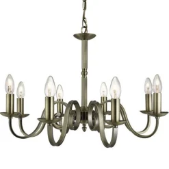 Lysekrone Richmond messing antikk, åtte lyskilder