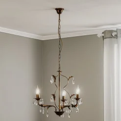 Lysekrone Teresa med krystaller, 3 lyskilder