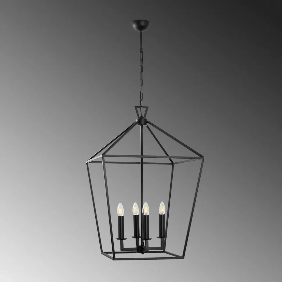 Lysekrone Till 13251, svart, metall, 4 lyskilder
