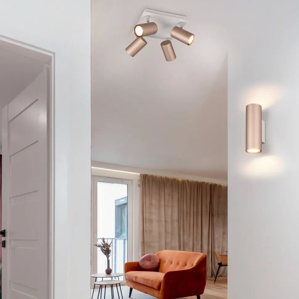 Marley downlight brun/lys grå 24 x 24 cm 4 lyskilder i metall