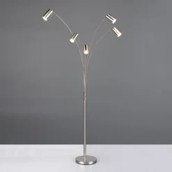 Marley gulvlampe, nikkel, høyde 200 cm, 5 lyskilder, metall