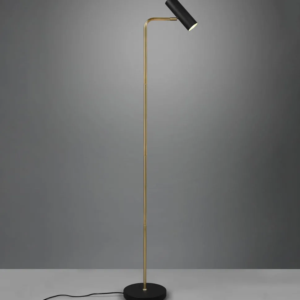 Marley gulvlampe, svart/messing, høyde 151 cm, metall