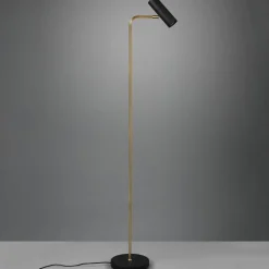 Marley gulvlampe, svart/messing, høyde 151 cm, metall