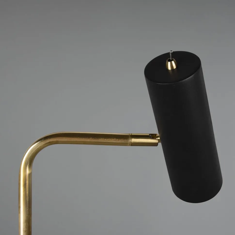 Marley gulvlampe, svart/messing, høyde 151 cm, metall