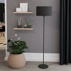 Maserlo gulvlampe, svart, høyde 151 cm, stoff/stål