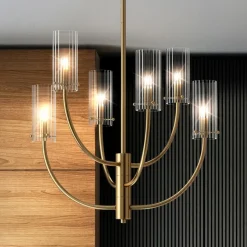 Maytoni Arco hengelampe med 6 glassskjermer