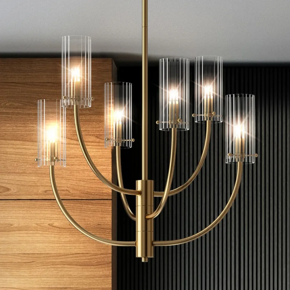 Maytoni Arco hengelampe med 6 glassskjermer