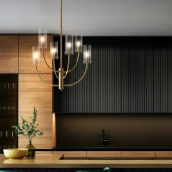 Maytoni Arco hengelampe med 6 glassskjermer