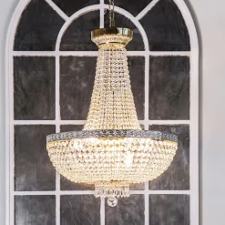 Maytoni Bella lysekrone, gullfarget, krystall, Ø 50 cm