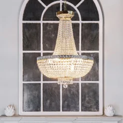 Maytoni Bella lysekrone, gullfarget, krystall, Ø 50 cm