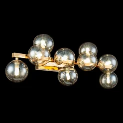 Maytoni Dallas vegglampe med 9 glasskuler, gull