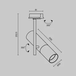Maytoni Elti skinnespotlight, svart, Unity-system