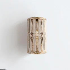 Maytoni Facet vegglampe, høyde 25 cm, gullfarget, glass, E14