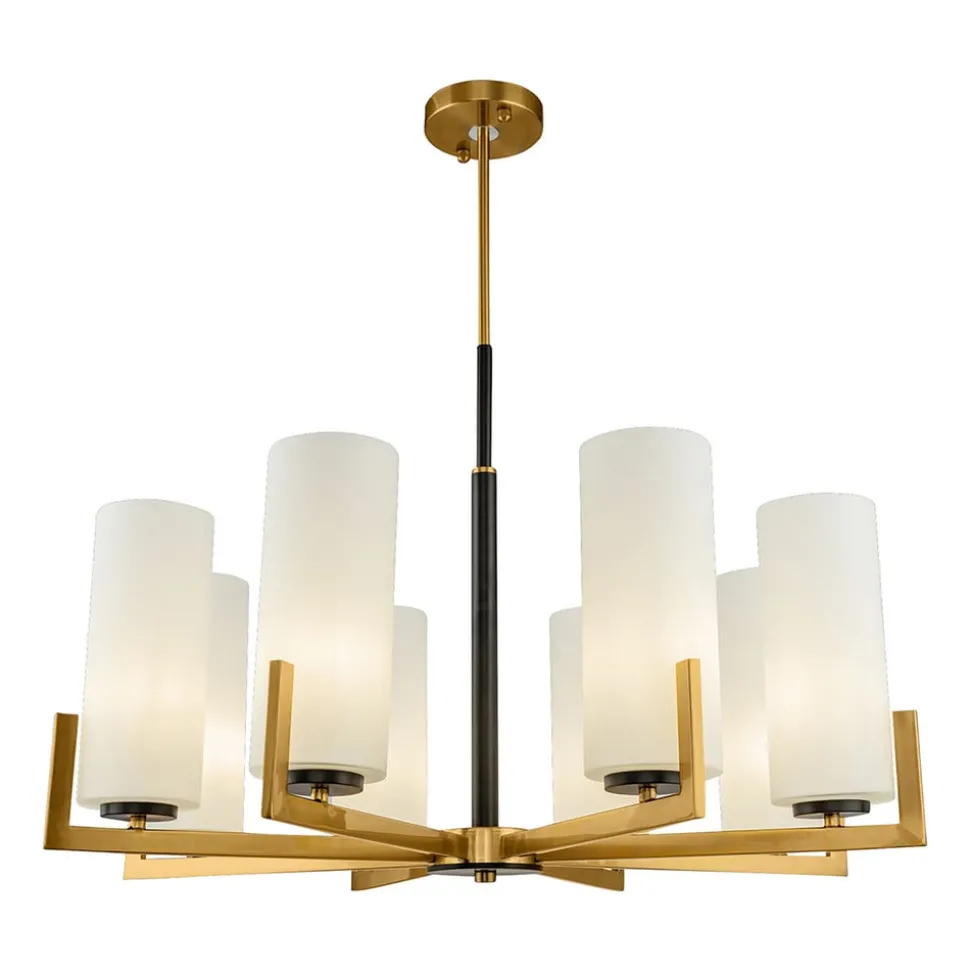 Maytoni Fortano lysekrone 8 lyskilder glasskjermer