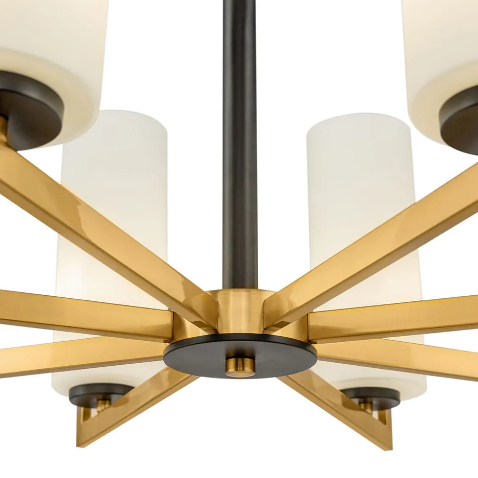 Maytoni Fortano lysekrone 8 lyskilder glasskjermer