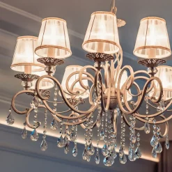 Maytoni Grace lysekrone, hvit, 10 lyskilder, organza