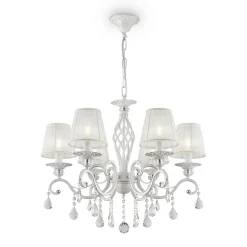 Maytoni Grace lysekrone, hvit, 6 lyskilder, organza, E14