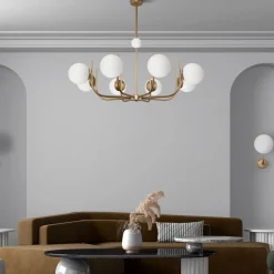 Maytoni hengelampe Rendez-vous, 8 lyskilder, messingfarget