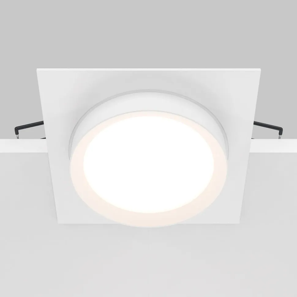 Maytoni Hoop innfellingslampe, kantet, hvit