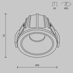 Maytoni innbyggingslampe Alfa, svart/hvit, Ø 6,5 cm, 10 W, 36°, 36°