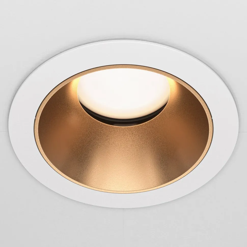 Maytoni innfellingslampe Share, hvit/gull, Ø 8,5 cm, aluminium, GU10