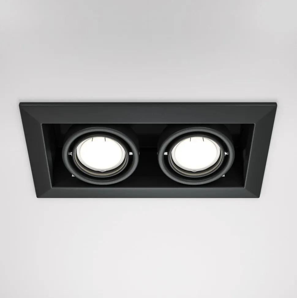 Maytoni innfellingslampe i metall, svart, 25 x 13 cm, 2 lyskilder