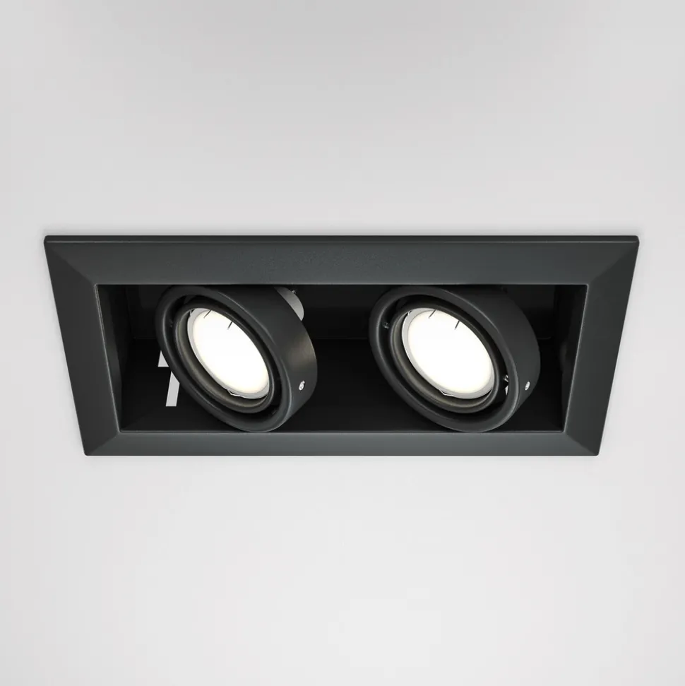 Maytoni innfellingslampe i metall, svart, 25 x 13 cm, 2 lyskilder