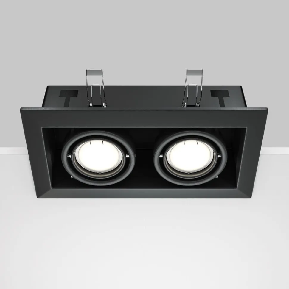 Maytoni innfellingslampe i metall, svart, 25 x 13 cm, 2 lyskilder