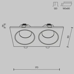Maytoni innfelt taklampe Zoom hvit 17 x 9 cm 2 lyskilder IP65