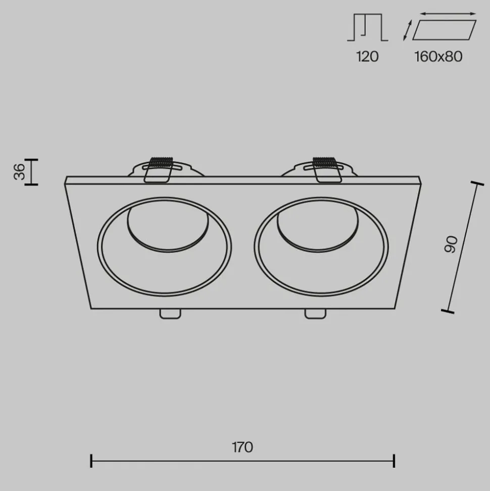 Maytoni innfelt taklampe Zoom hvit 17 x 9 cm 2 lyskilder IP65