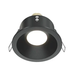 Maytoni innfelt taklampe Zoom, svart, Ø 8,5 cm aluminium IP65