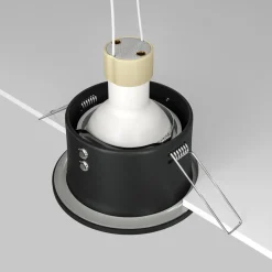 Maytoni innfelt taklampe Zoom, svart, Ø 8,5 cm aluminium IP65