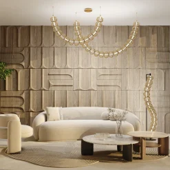 Maytoni LED-gulvlampe Golden Cage, høyde 154 cm, metall