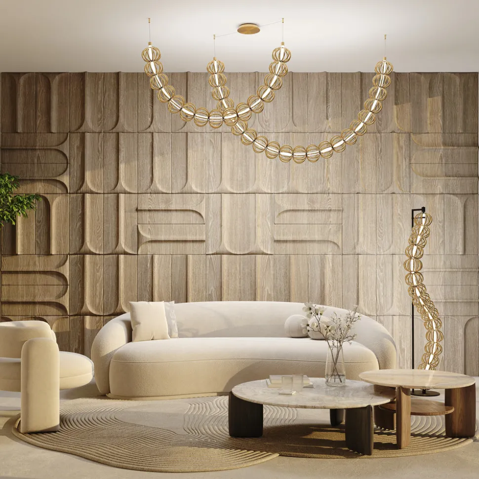 Maytoni LED-gulvlampe Golden Cage, høyde 154 cm, metall