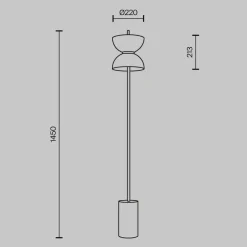 Maytoni LED-gulvlampe Kyoto, grå, høyde 145 cm, marmor