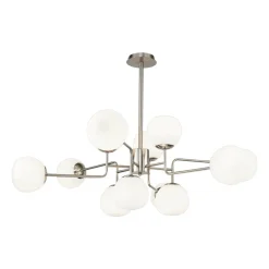 Maytoni lysekrone Erich, 12 lyskilder i nikkelfarget glass/metall.