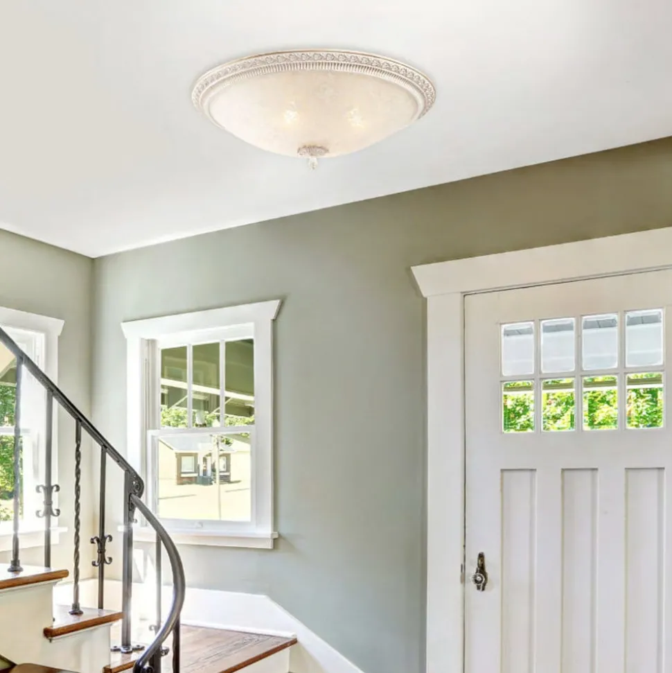 Maytoni taklampe Pascal, hvit/gull, Ø 35 cm glass/metall