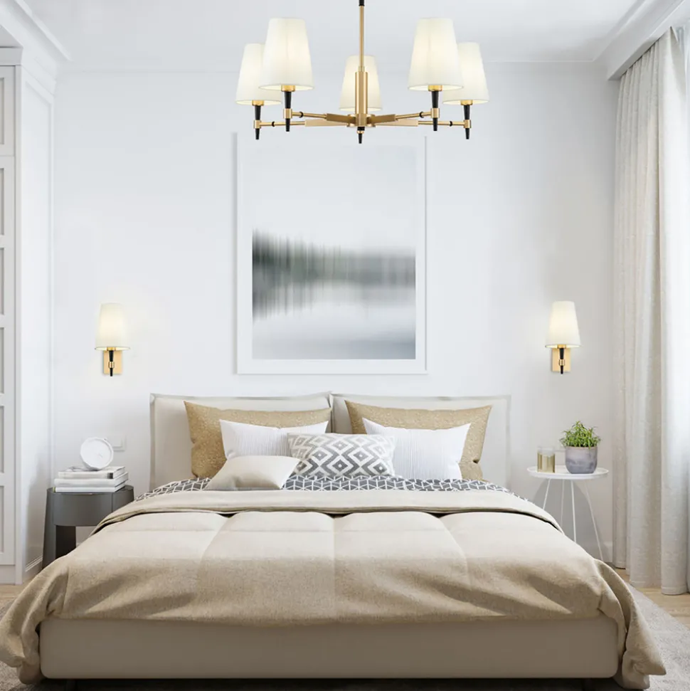 Maytoni Zaragoza lysekrone 5 lyskilder tekstilskj