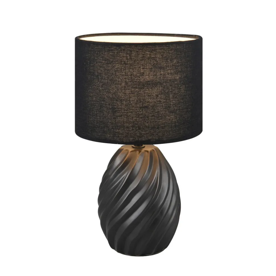 Melva bordlampe, matt svart, Ø 18 cm, keramikk, E14