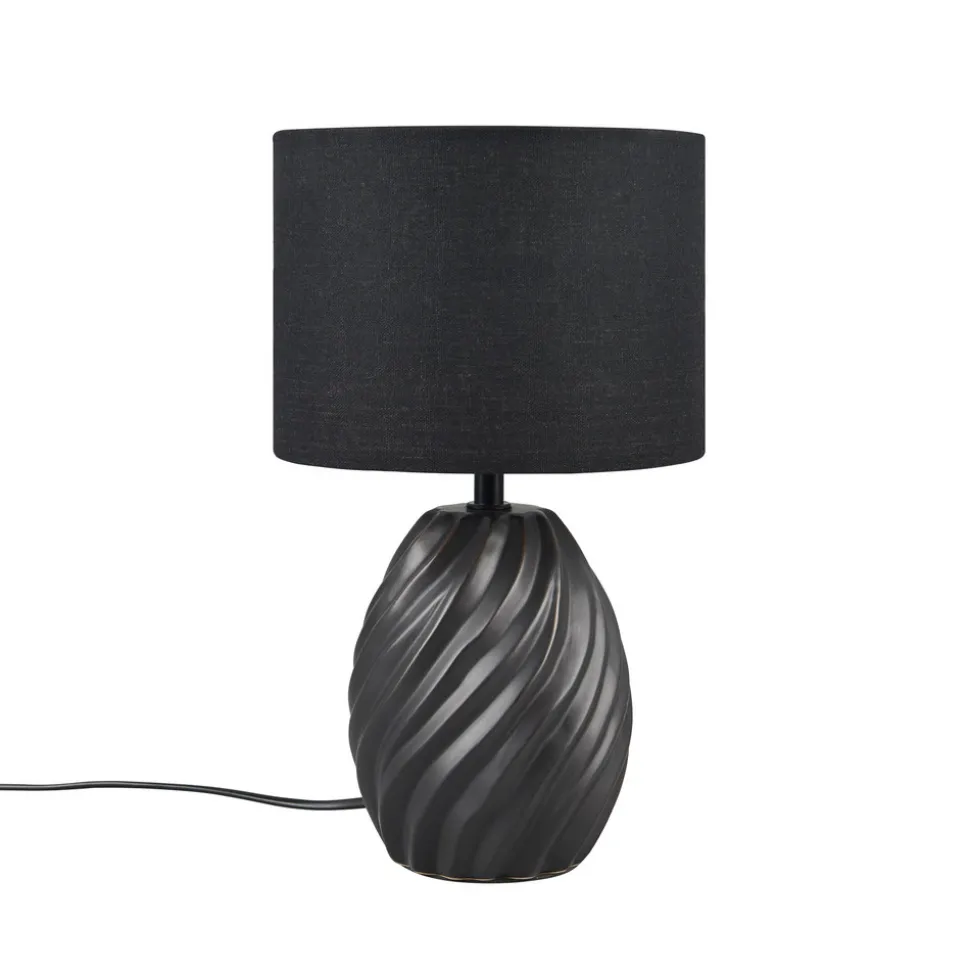 Melva bordlampe, matt svart, Ø 18 cm, keramikk, E14
