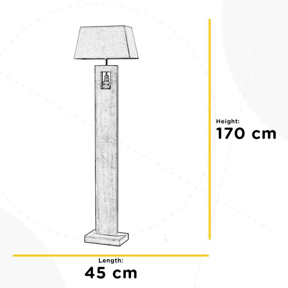 Miriel gulvlampe, høyde 170 cm, tekstil, tre