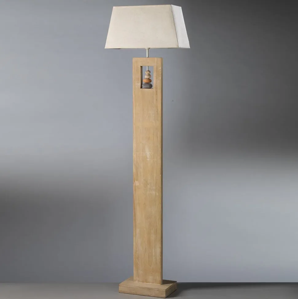 Miriel gulvlampe, høyde 170 cm, tekstil, tre