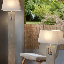 Miriel gulvlampe, høyde 170 cm, tekstil, tre