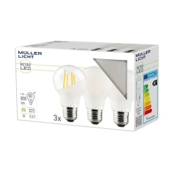 Müller-Licht LED-pære E27 7W 827 matt 3-pakning