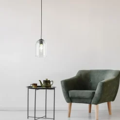 Molly hengelampe, grønn, Ø 14 cm, metall/glass