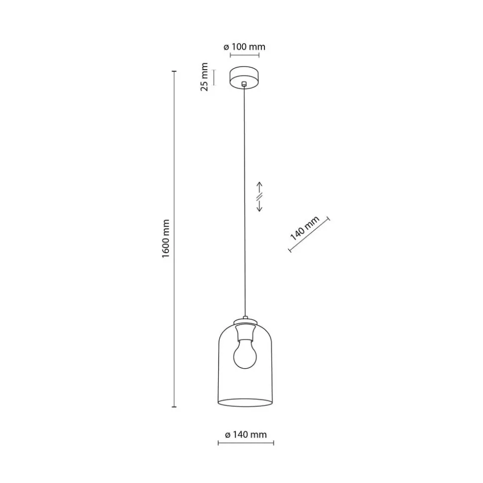 Molly hengelampe, grønn, Ø 14 cm, metall/glass