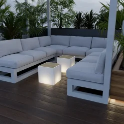 Newgarden Bora-bord med lyskilde, bordplate av tre