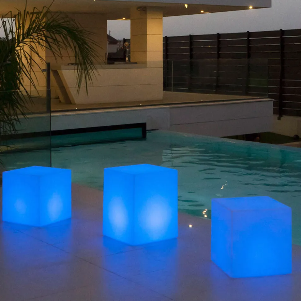 Newgarden solcellelampe Cuby kube, høyde 43 cm