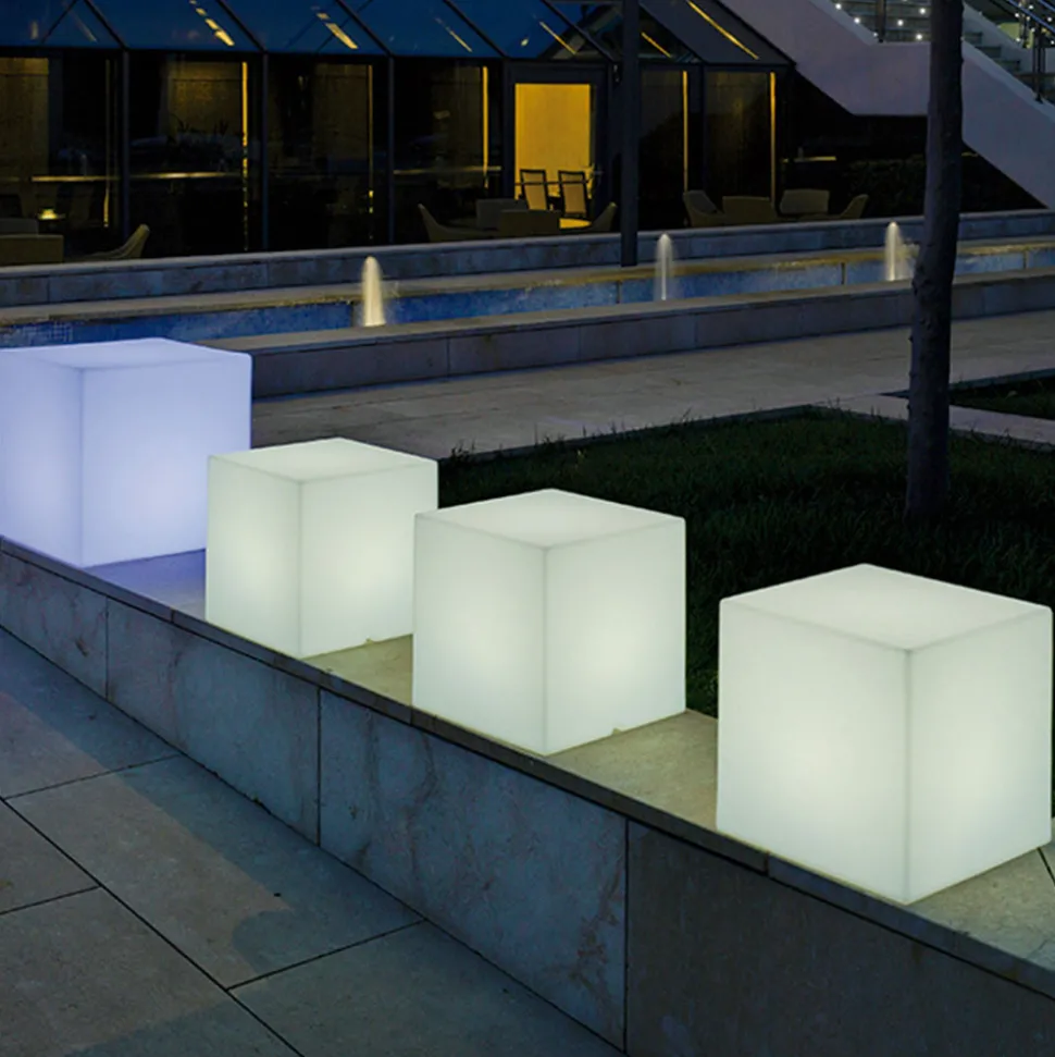 Newgarden solcellelampe Cuby kube, høyde 20 cm