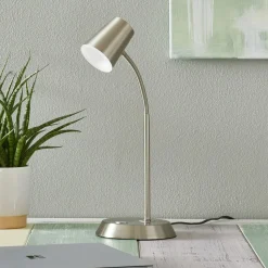 Nikkelfarget LED-bordlampe Narcos